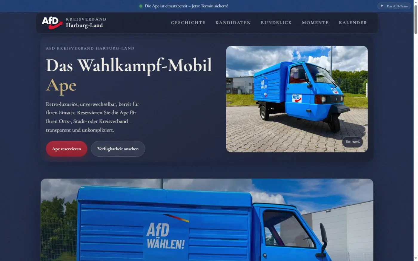 Screenshot der Website afd-ape.de